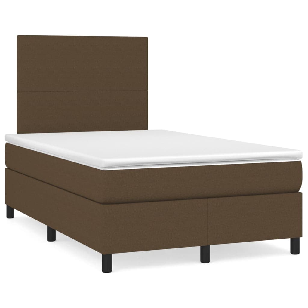 vidaXL Cama com molas/colchão 120x200 cm tecido castanho-escuro