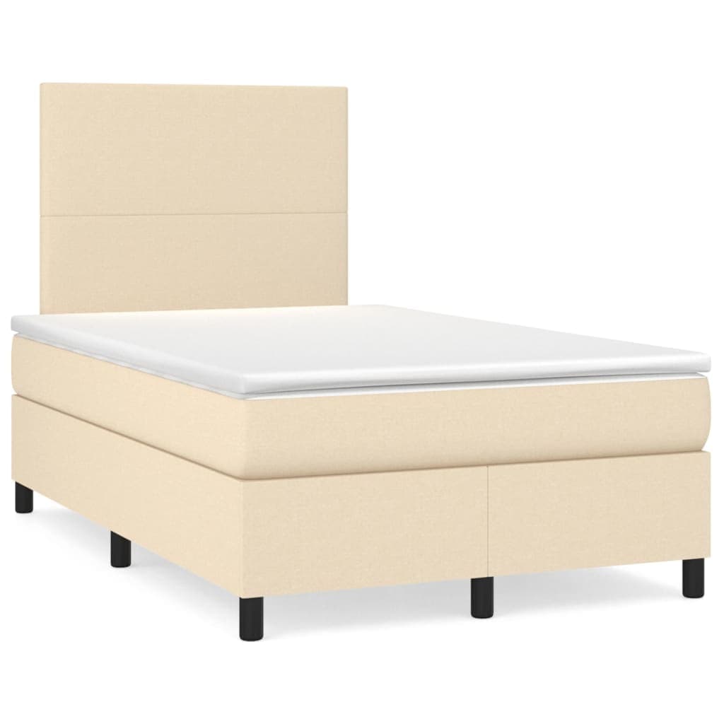 vidaXL Cama com molas/colchão 120x200 cm tecido cor creme