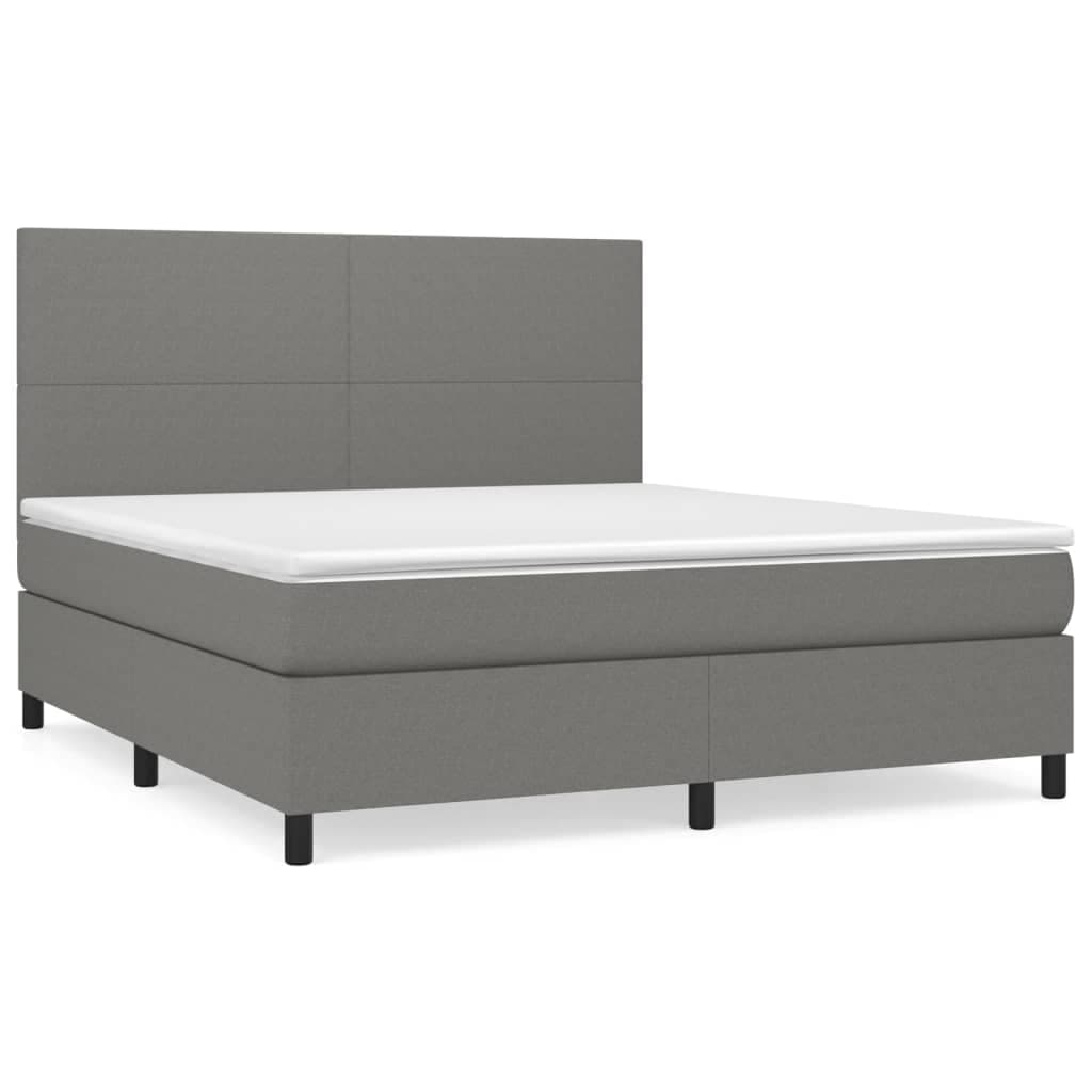 vidaXL Cama com Molas/colchão 180x200 cm Tecido Cinzento-escuro - 4257902578