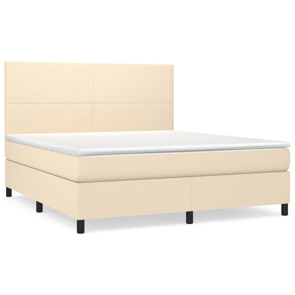 vidaXL Cama com molas/colchão 180x200 cm tecido cor creme