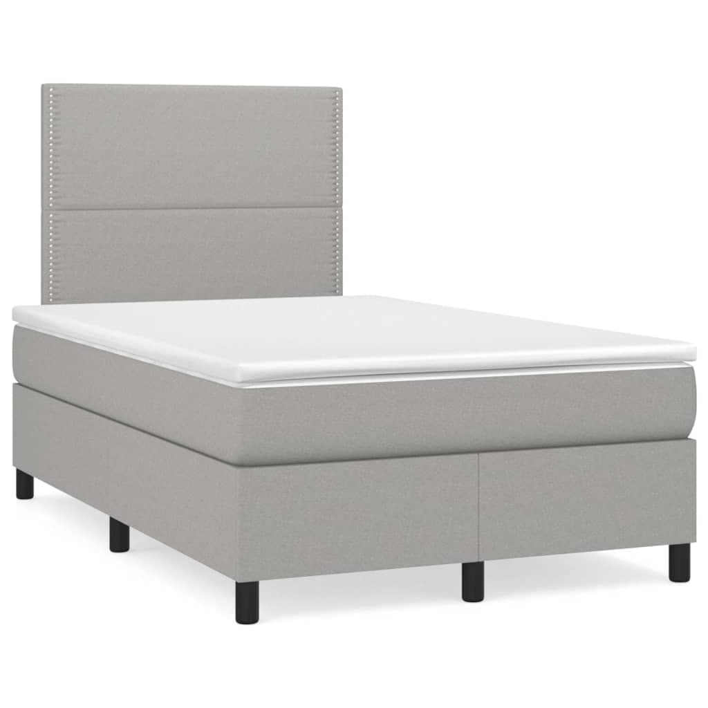 vidaXL Cama com molas/colchão 120x200 cm tecido cinza-claro