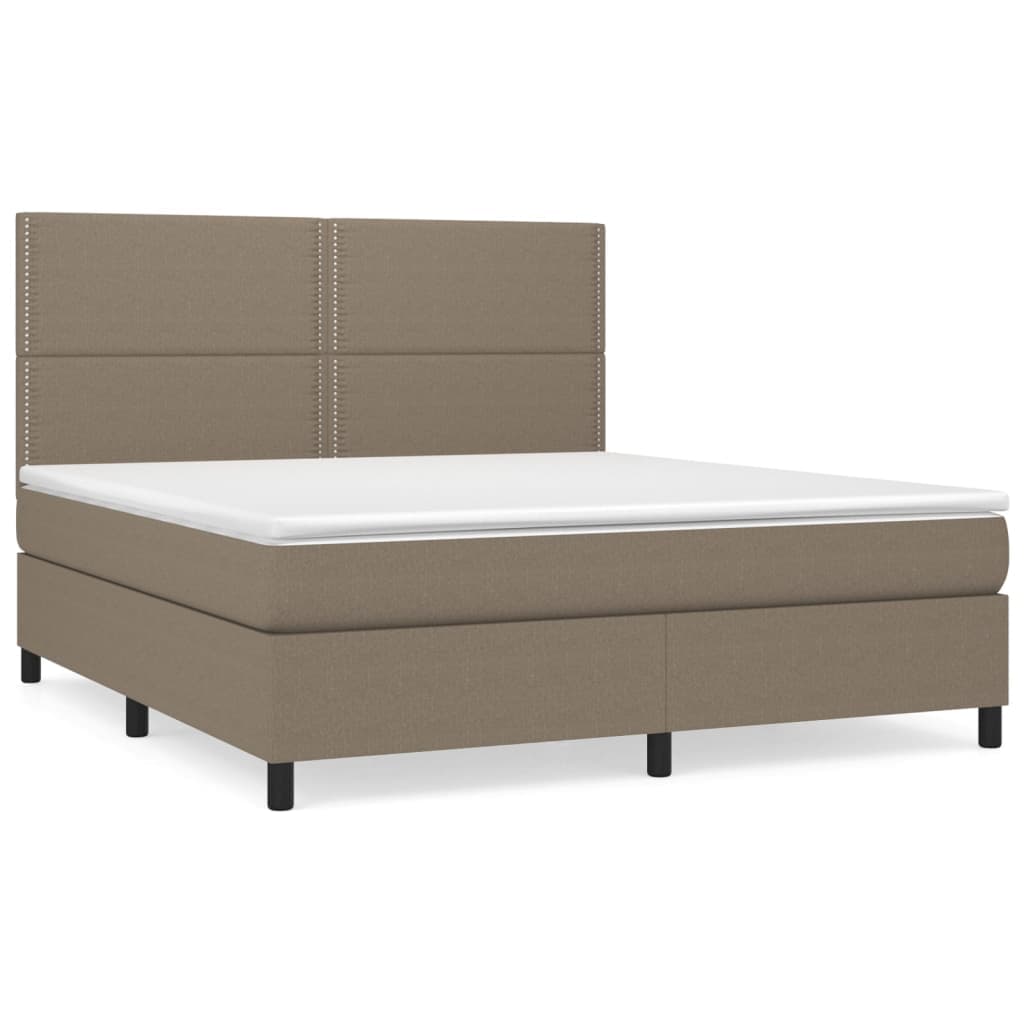 vidaXL Cama com molas/colchão 180x200 cm tecido castanho-acinzentado