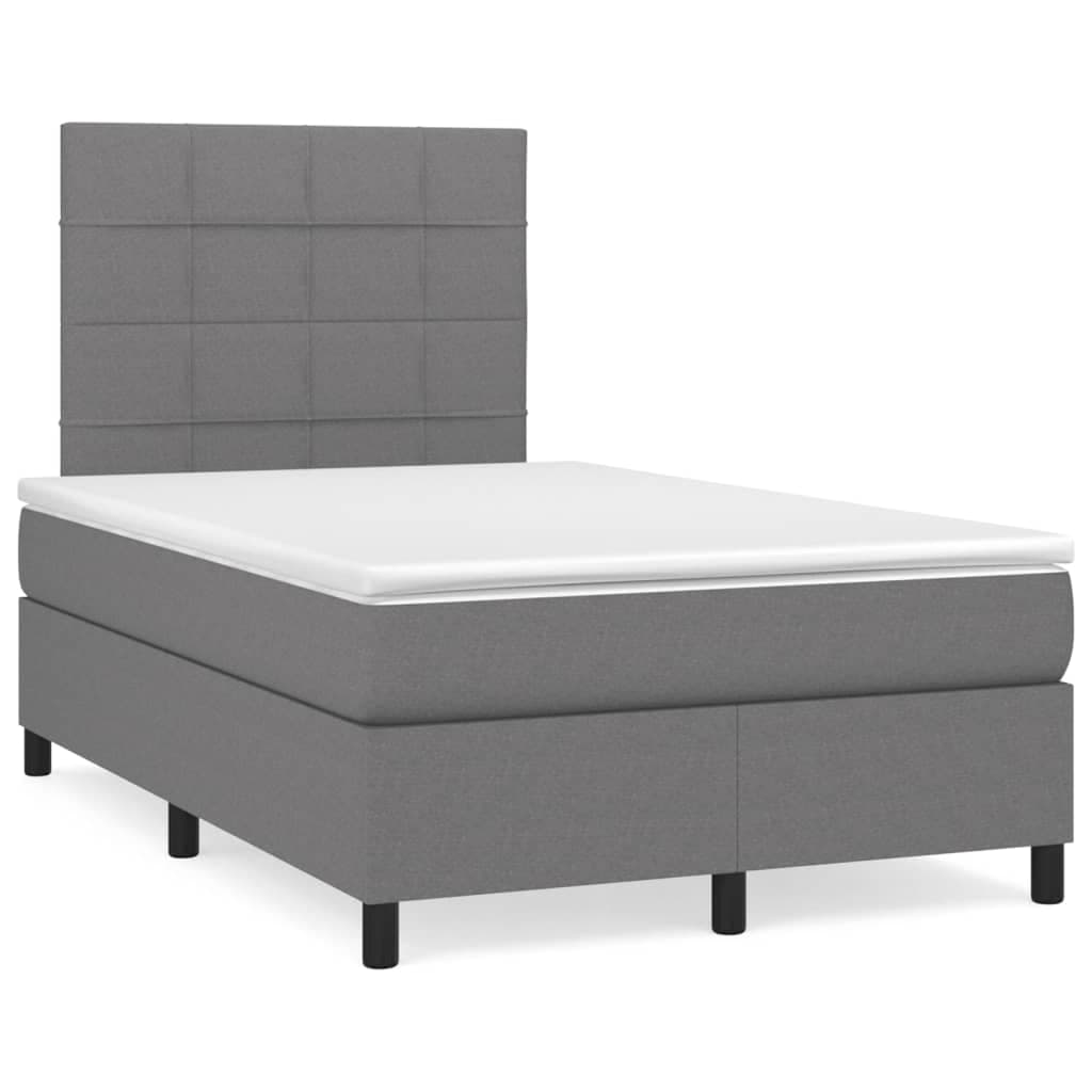 vidaXL Cama com Molas/colchão 120x200 cm Tecido Cinzento-escuro - 1746687157