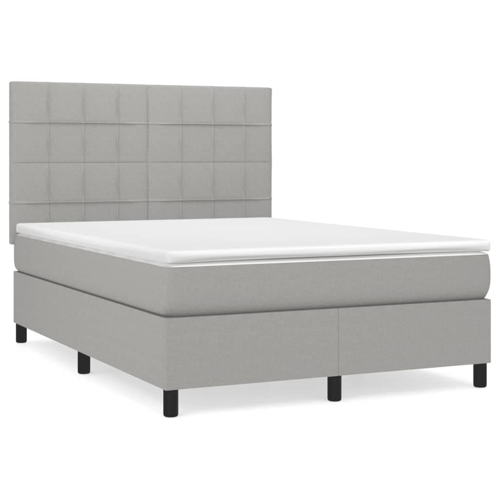 vidaXL Cama com molas/colchão 140x190 cm tecido cinzento-claro