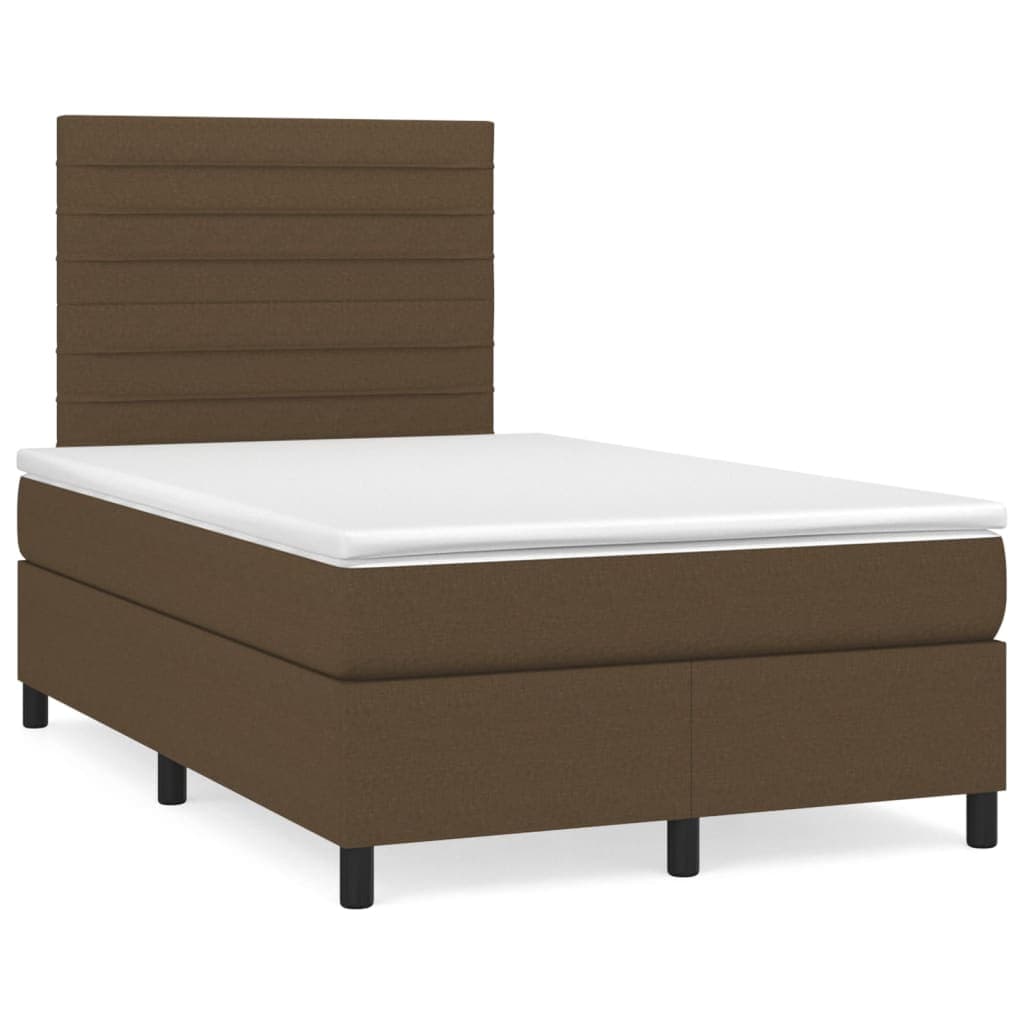 vidaXL Cama com Molas/colchão 120x200 cm Tecido Castanho-escuro - 3088438335
