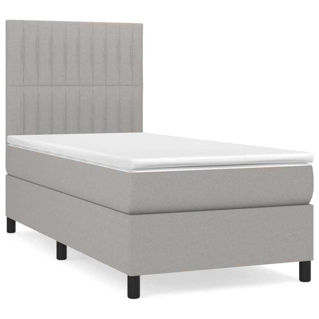 vidaXL Cama com molas/colchão 100x200 cm tecido cinzento-claro