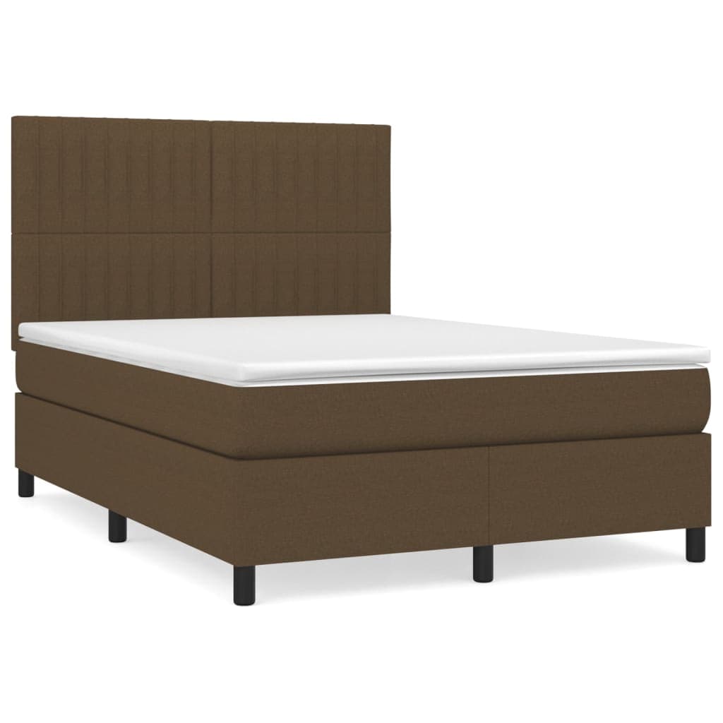 vidaXL Cama com Molas/colchão 140x190 cm Tecido Castanho-escuro - 536186362
