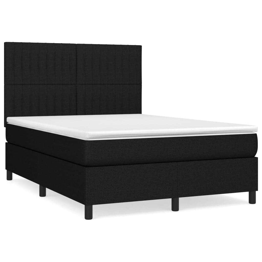 vidaXL Cama com Molas/colchão 140x200 cm Tecido Preto - 2284278898
