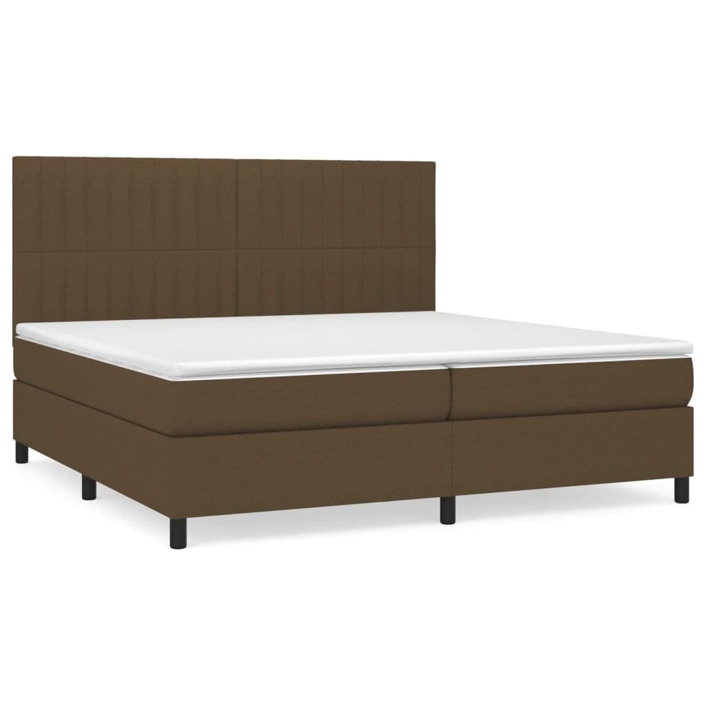 vidaXL Cama com molas/colchão 200x200 cm tecido castanho-escuro