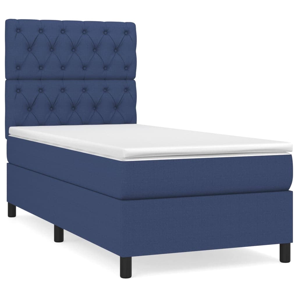 vidaXL Cama com Molas/colchão 80x200 cm Tecido Azul - 3858619741