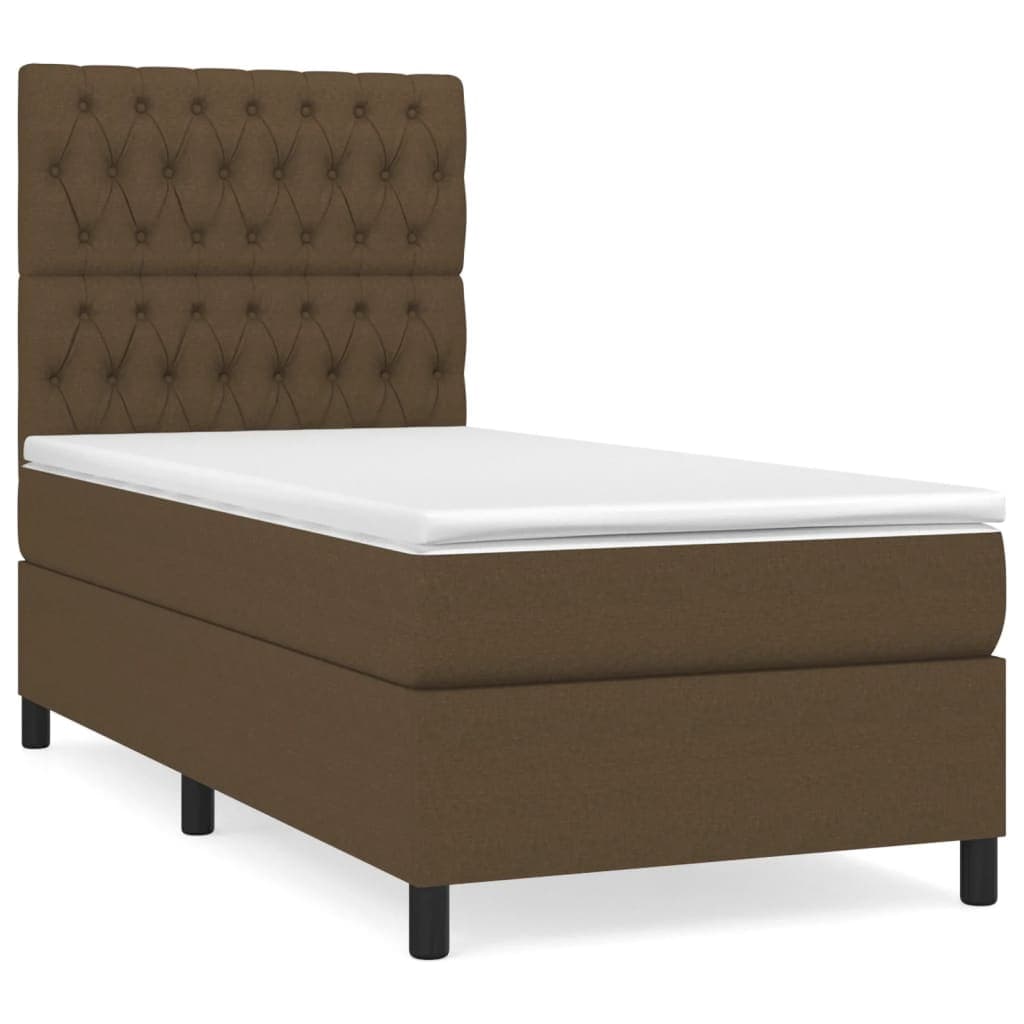 vidaXL Cama com Molas/colchão 90x190 cm Tecido Castanho-escuro - 302986525