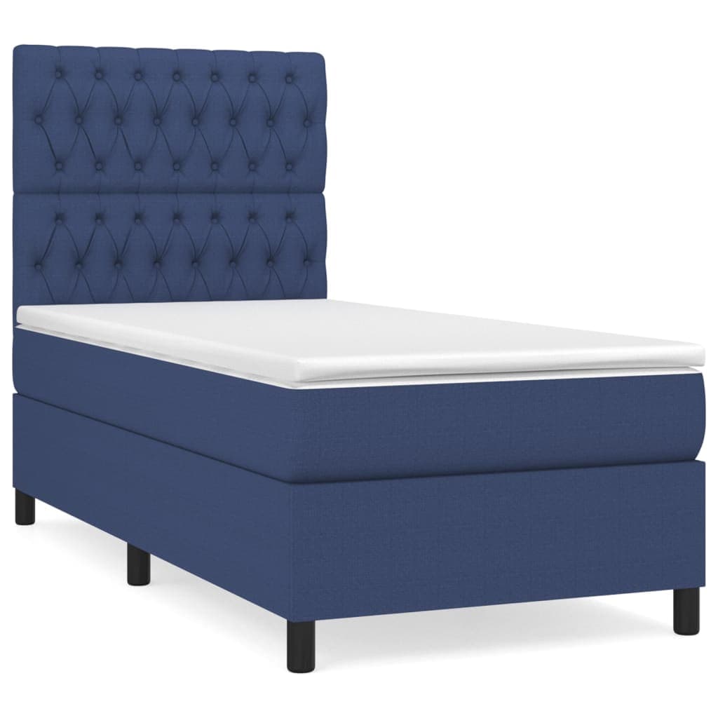 vidaXL Cama com Molas/colchão 90x200 cm Tecido Azul - 2081633482