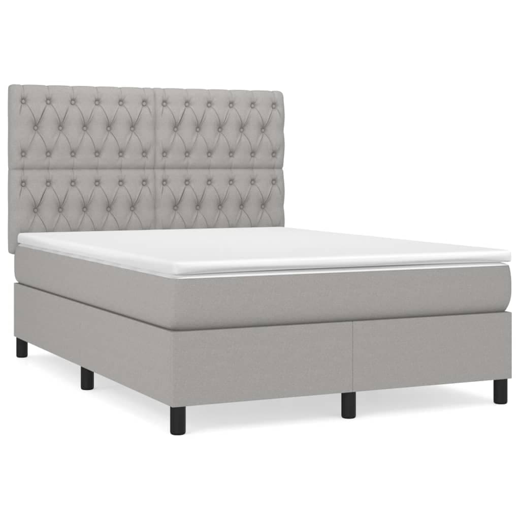 vidaXL Cama com Molas/colchão 140x200 cm Tecido Cinzento-claro - 1087213462
