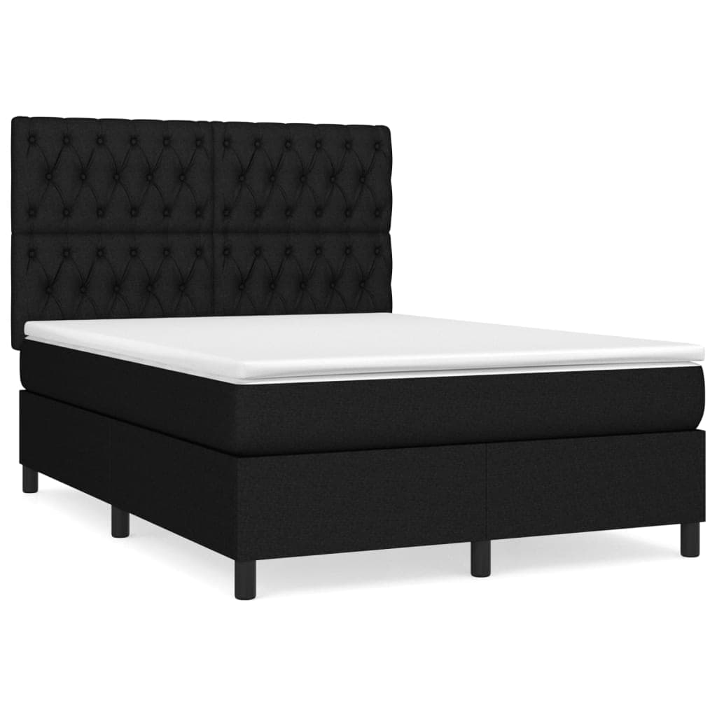 vidaXL Cama com Molas/colchão 140x200 cm Tecido Preto - 2809504401