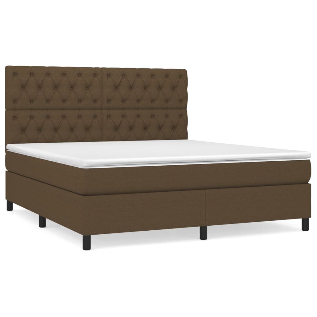 vidaXL Cama com molas/colchão 160x200 cm tecido castanho-escuro
