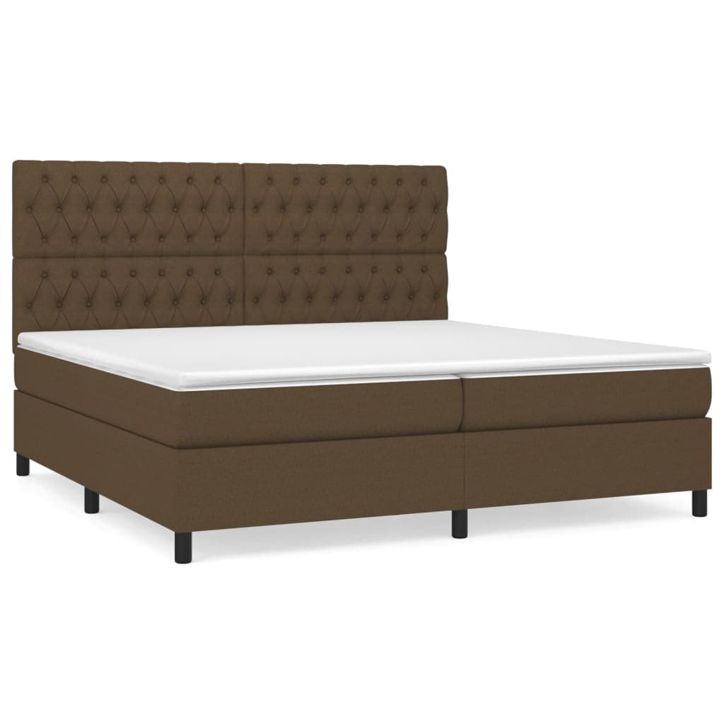 vidaXL Cama com molas/colchão 200x200 cm tecido castanho-escuro
