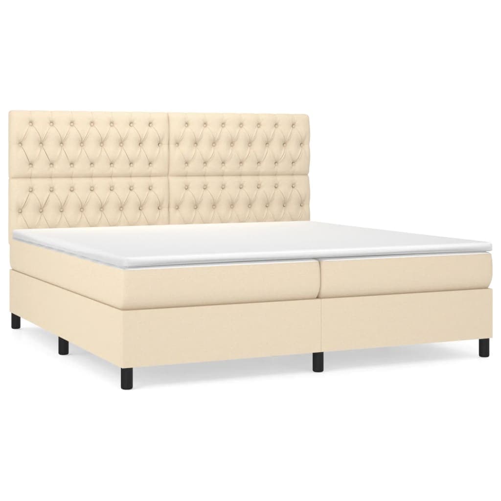 vidaXL Cama com molas/colchão 200x200 cm tecido cor creme