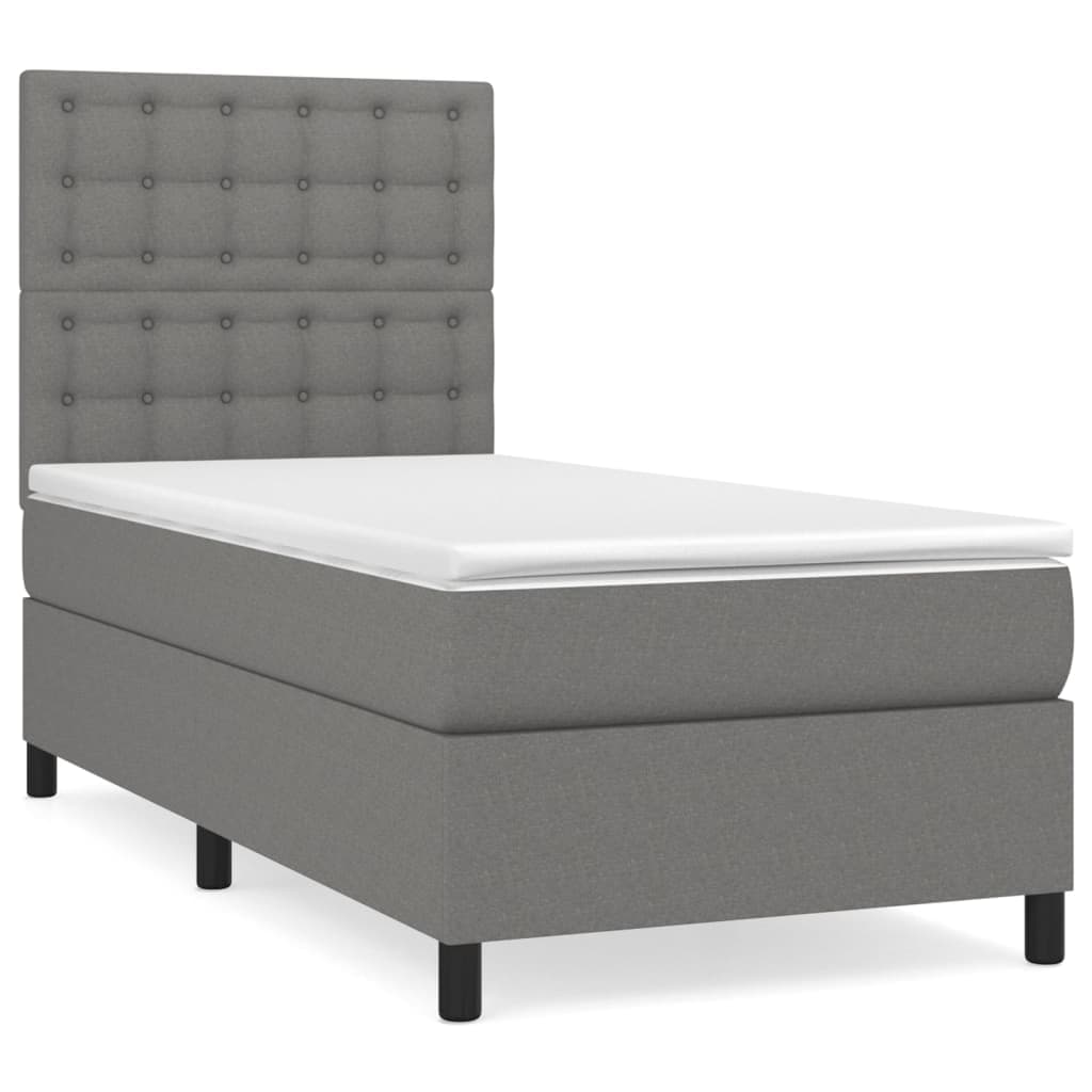 vidaXL Cama com Molas/colchão 80x200 cm Tecido Cinzento-escuro - 3133529905