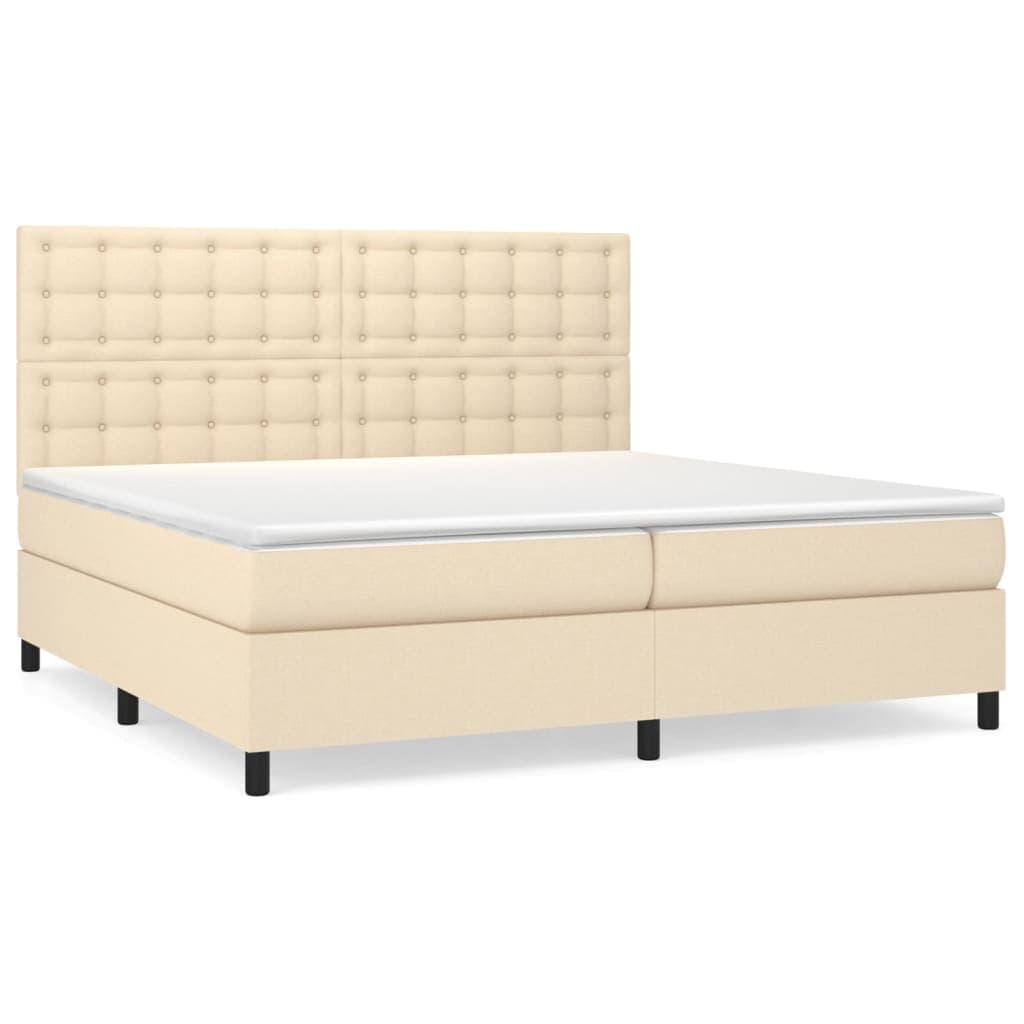 vidaXL Cama com molas/colchão 200x200 cm tecido cor creme