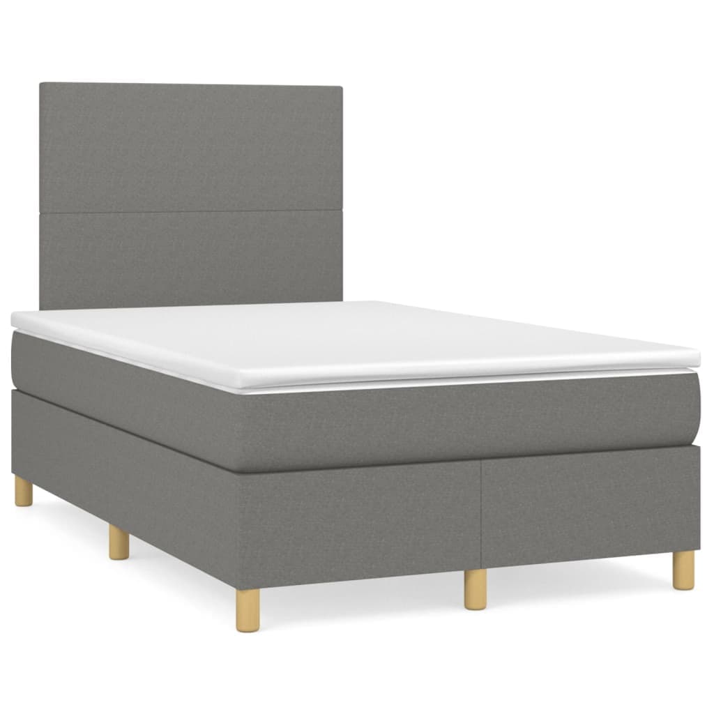 vidaXL Cama com molas/colchão 120x200 cm tecido cinzento-escuro