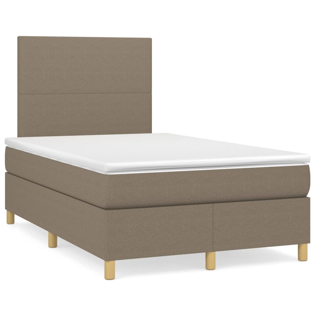 vidaXL Cama com molas/colchão 120x200 cm tecido castanho-acinzentado