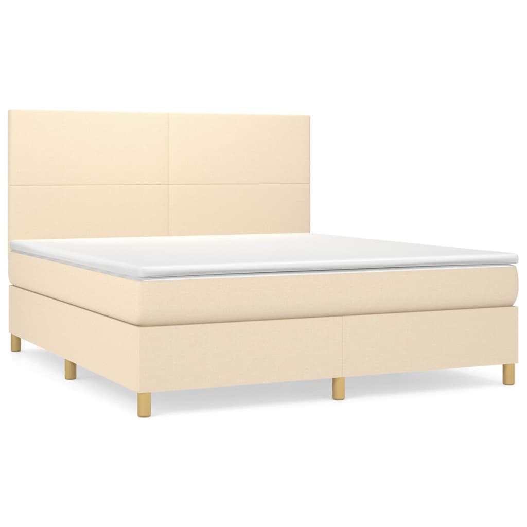 vidaXL Cama com Molas/colchão 160x200 cm Tecido Cor Creme - 397605386