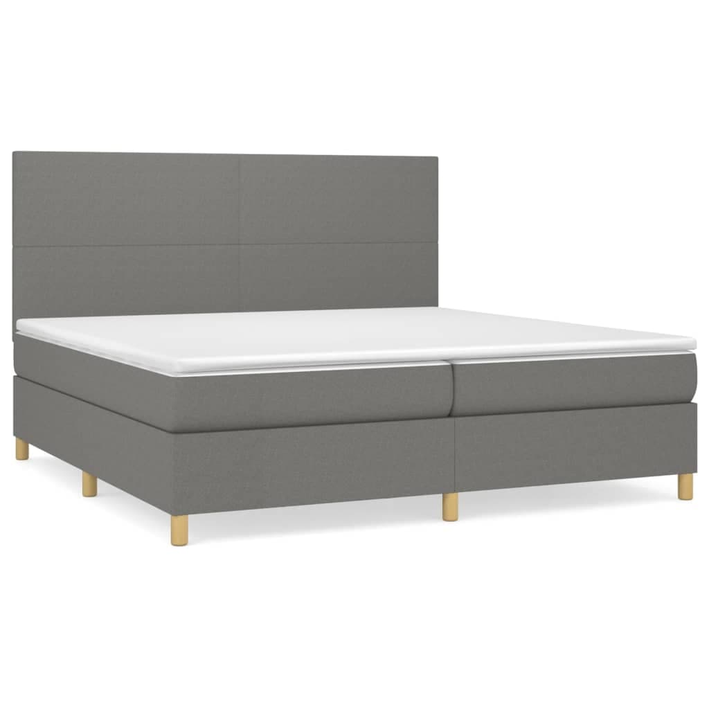 vidaXL Cama com molas/colchão 200x200 cm tecido cinzento-escuro