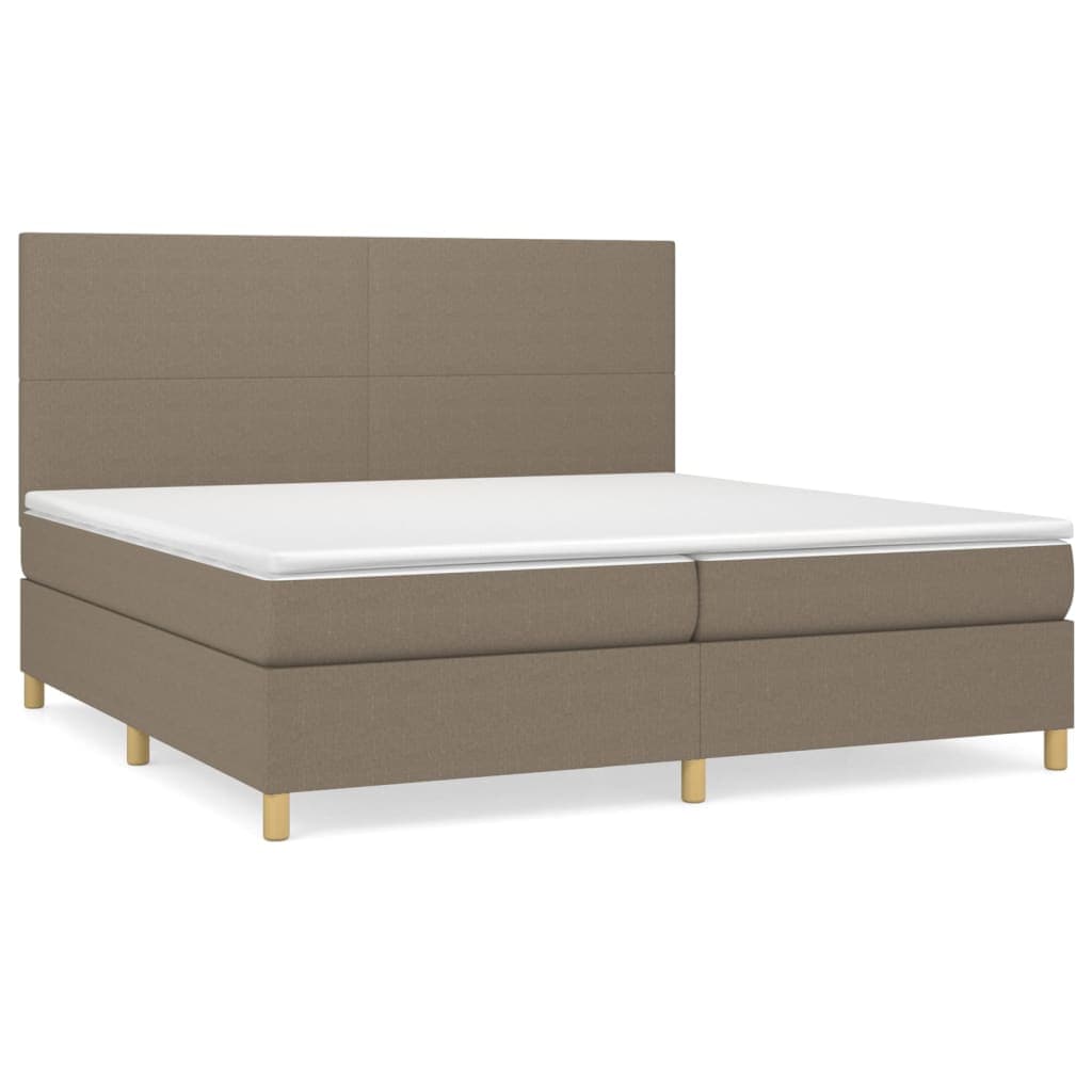 vidaXL Cama com molas/colchão 200x200 cm tecido castanho-acinzentado