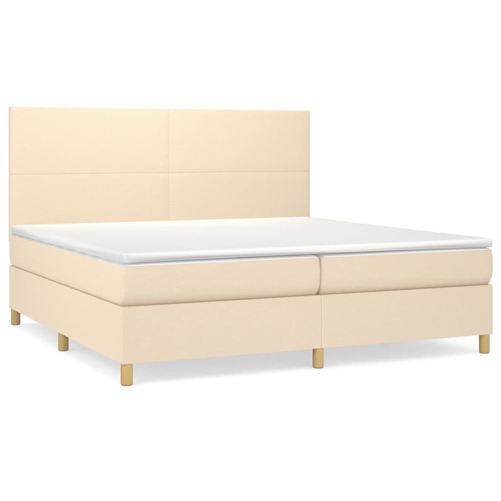 vidaXL Cama com molas/colchão 200x200 cm tecido cor creme