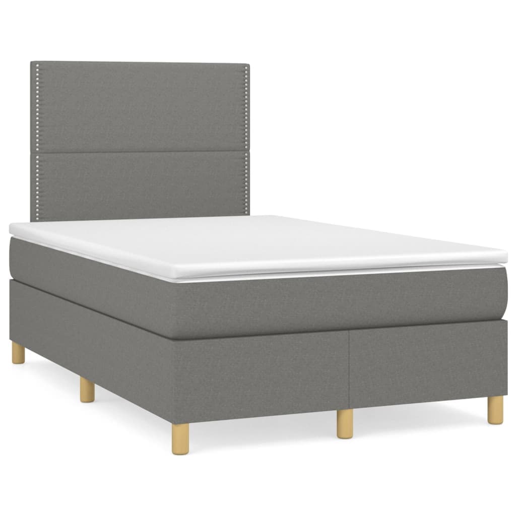 vidaXL Cama com molas/colchão 120x200 cm tecido cinzento-escuro