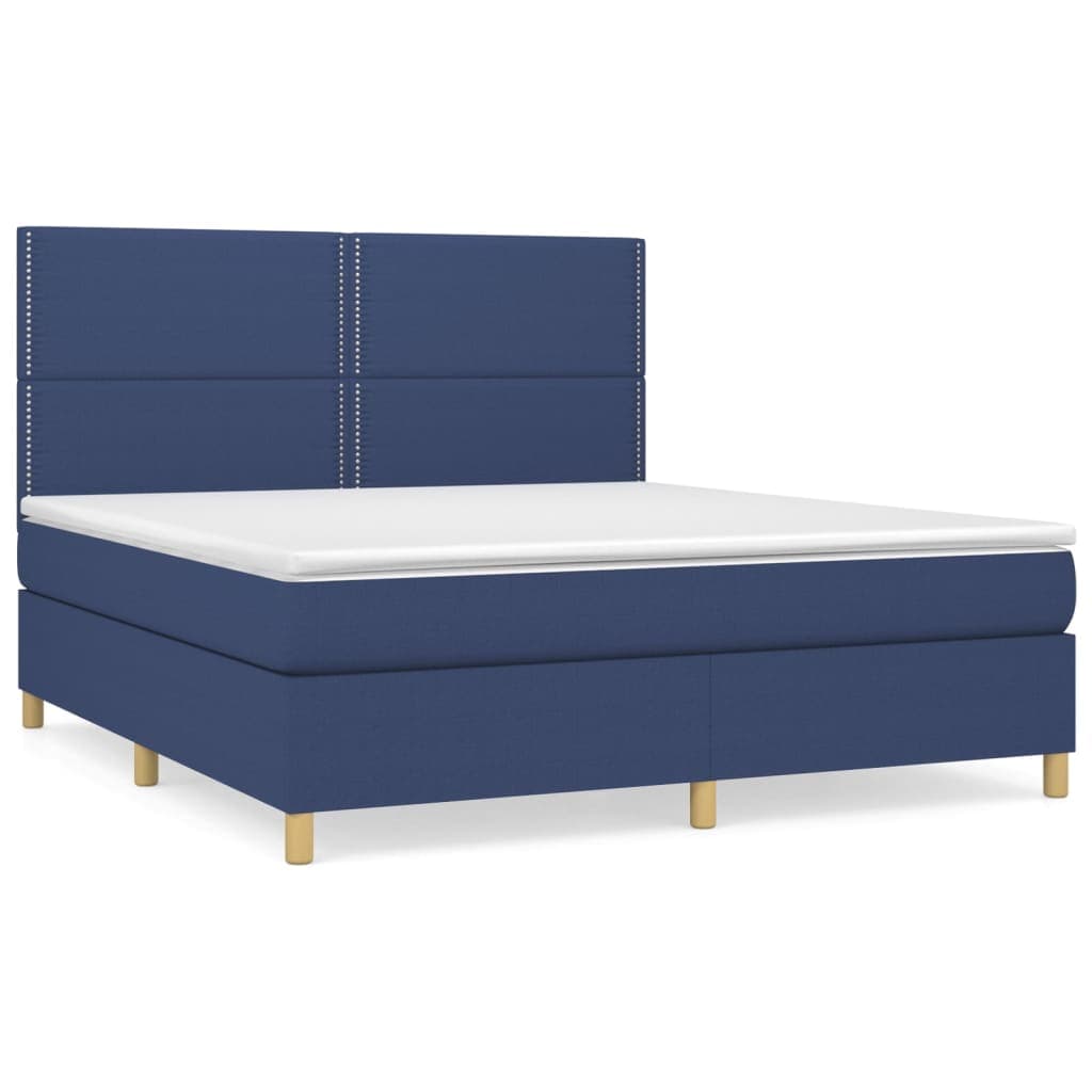 vidaXL Cama com molas/colchão 180x200 cm tecido azul