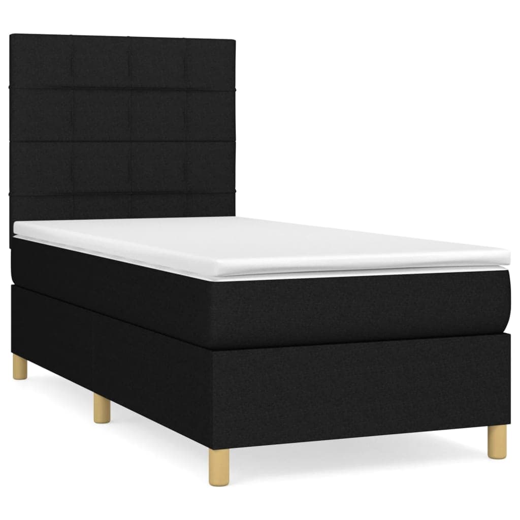 vidaXL Cama com molas/colchão 80x200 cm tecido preto