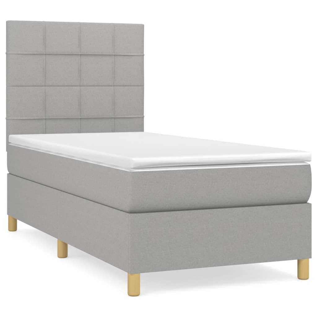 vidaXL Cama com molas/colchão 100x200 cm tecido cinzento-claro