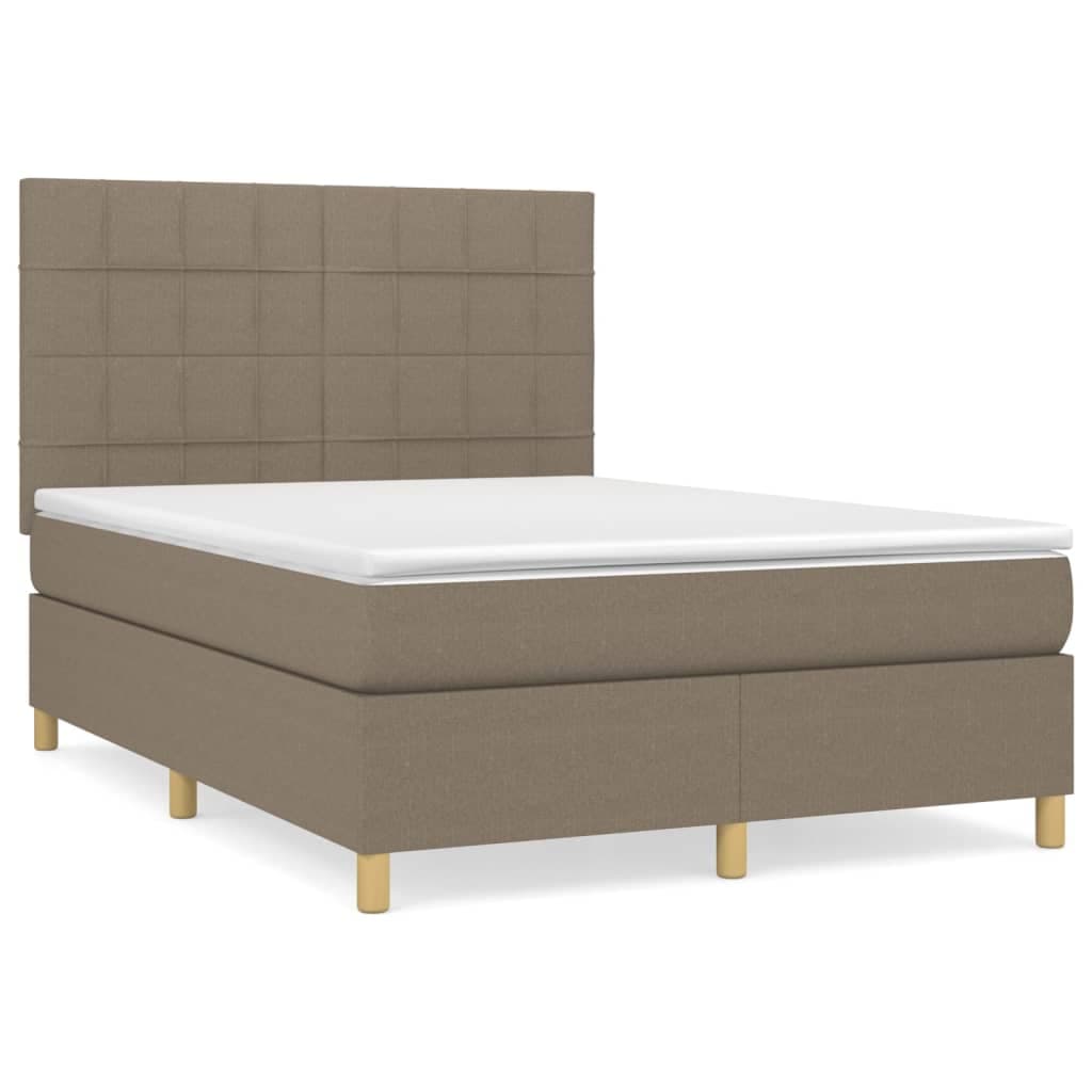 vidaXL Cama com Molas/colchão 140x200 cm Tecido Castanho-acinzentado - 3600769215