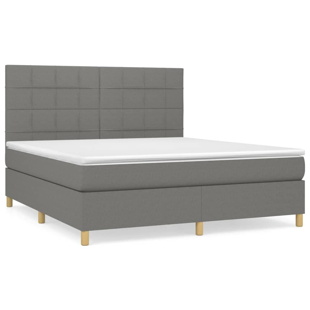 vidaXL Cama com molas/colchão 180x200 cm tecido cinzento-escuro