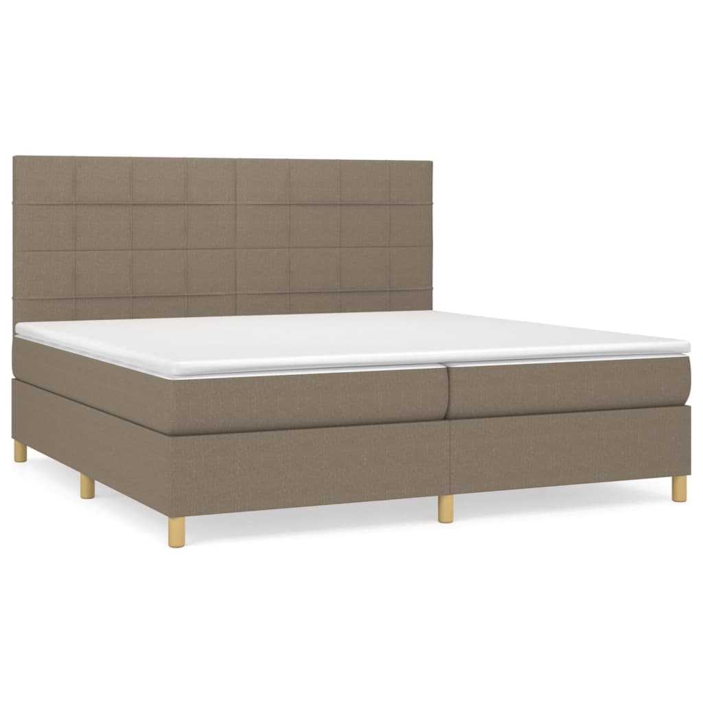 vidaXL Cama com molas/colchão 200x200 cm tecido castanho-acinzentado