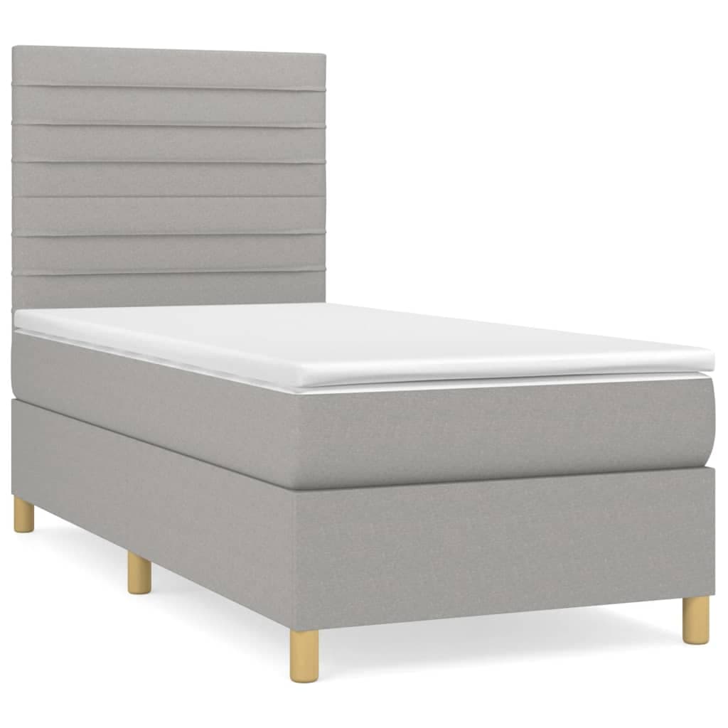 vidaXL Cama com molas/colchão 90x190 cm tecido cinzento-claro