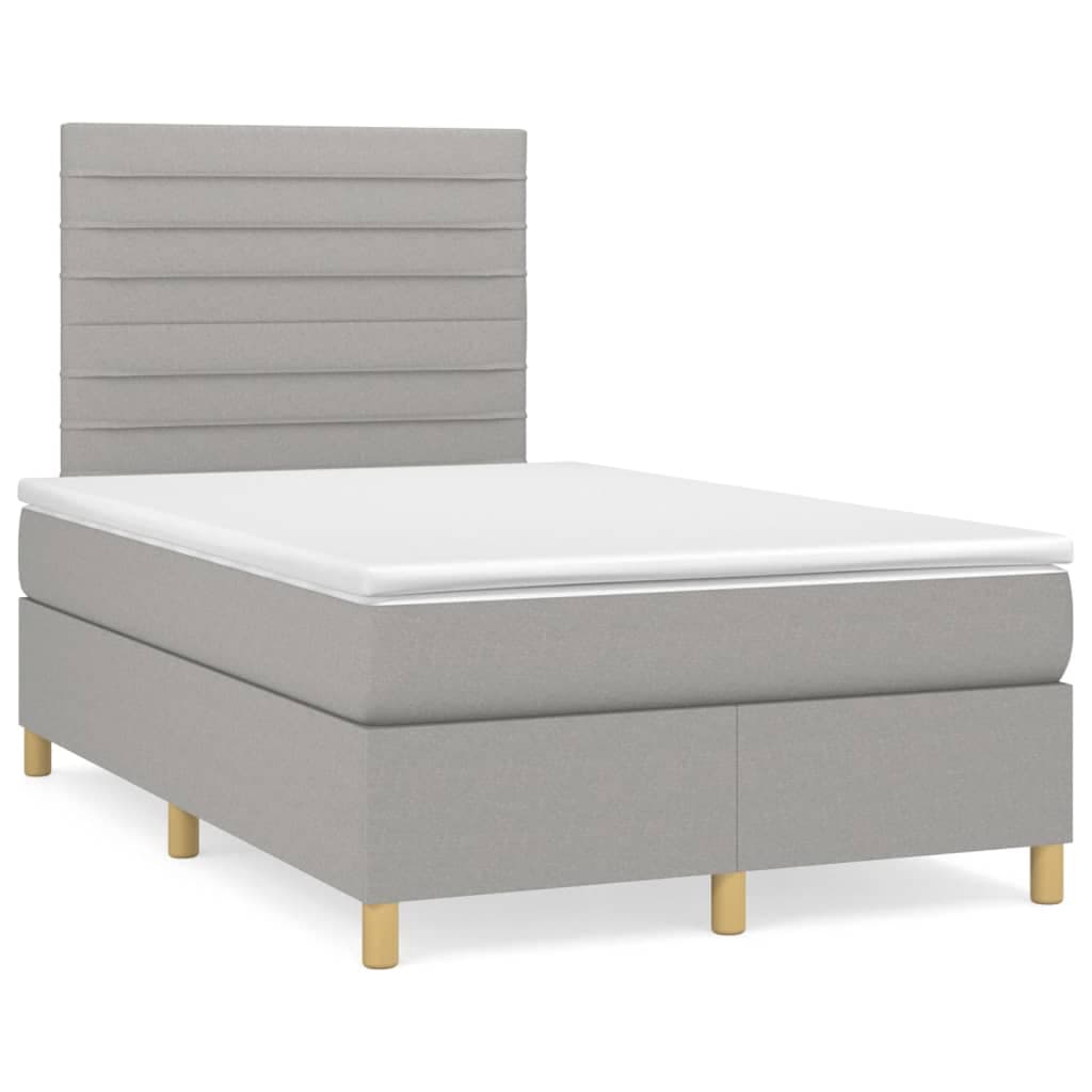 vidaXL Cama com molas/colchão 120x200 cm tecido cinza-claro