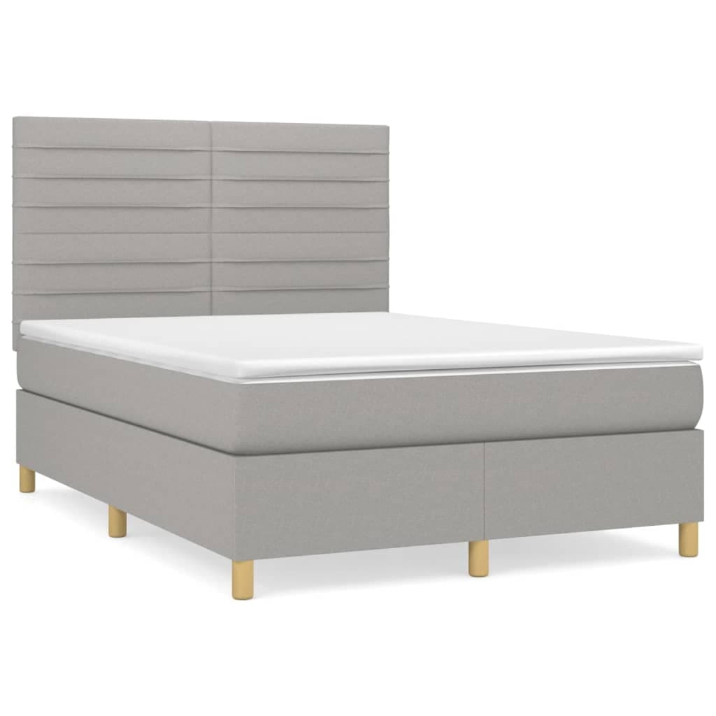 vidaXL Cama com molas/colchão 140x200 cm tecido cinzento-claro