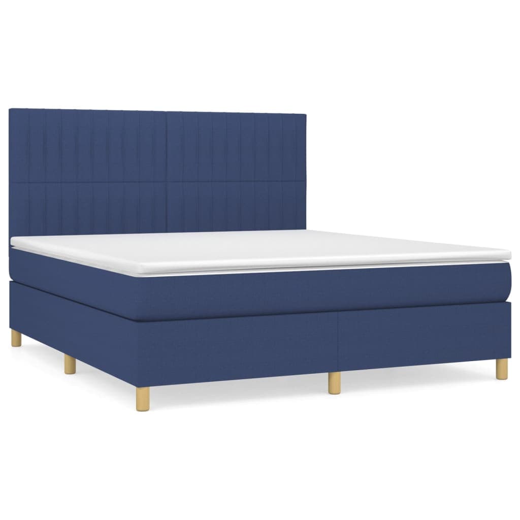 vidaXL Cama com molas/colchão 180x200 cm tecido azul
