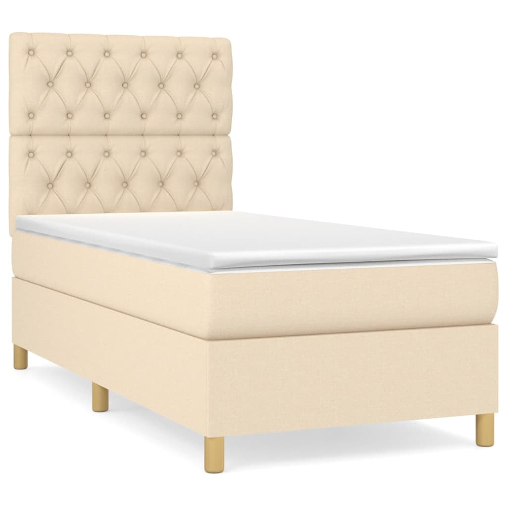 vidaXL Cama com molas/colchão 80x200 cm tecido cor crème