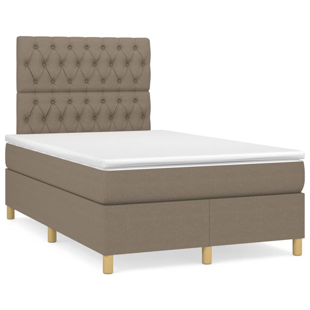 vidaXL Cama com Molas/colchão 120x200 cm Tecido Castanho-acinzentado - 3880368790