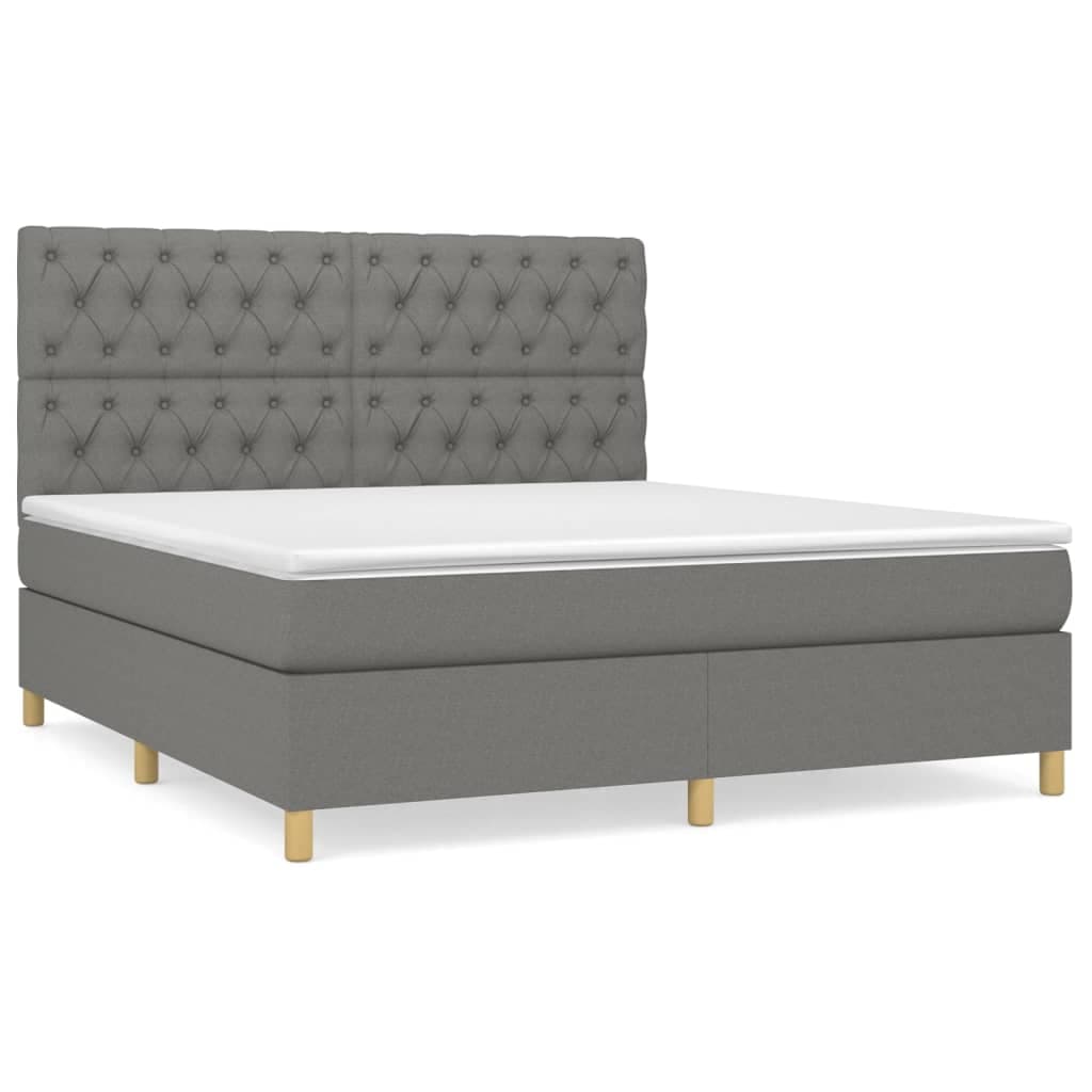 vidaXL Cama com molas/colchão 160x200 cm tecido cinzento-escuro