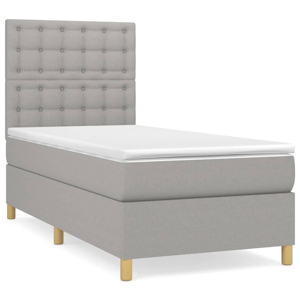vidaXL Cama com molas/colchão 80x200 cm tecido cinza-claro