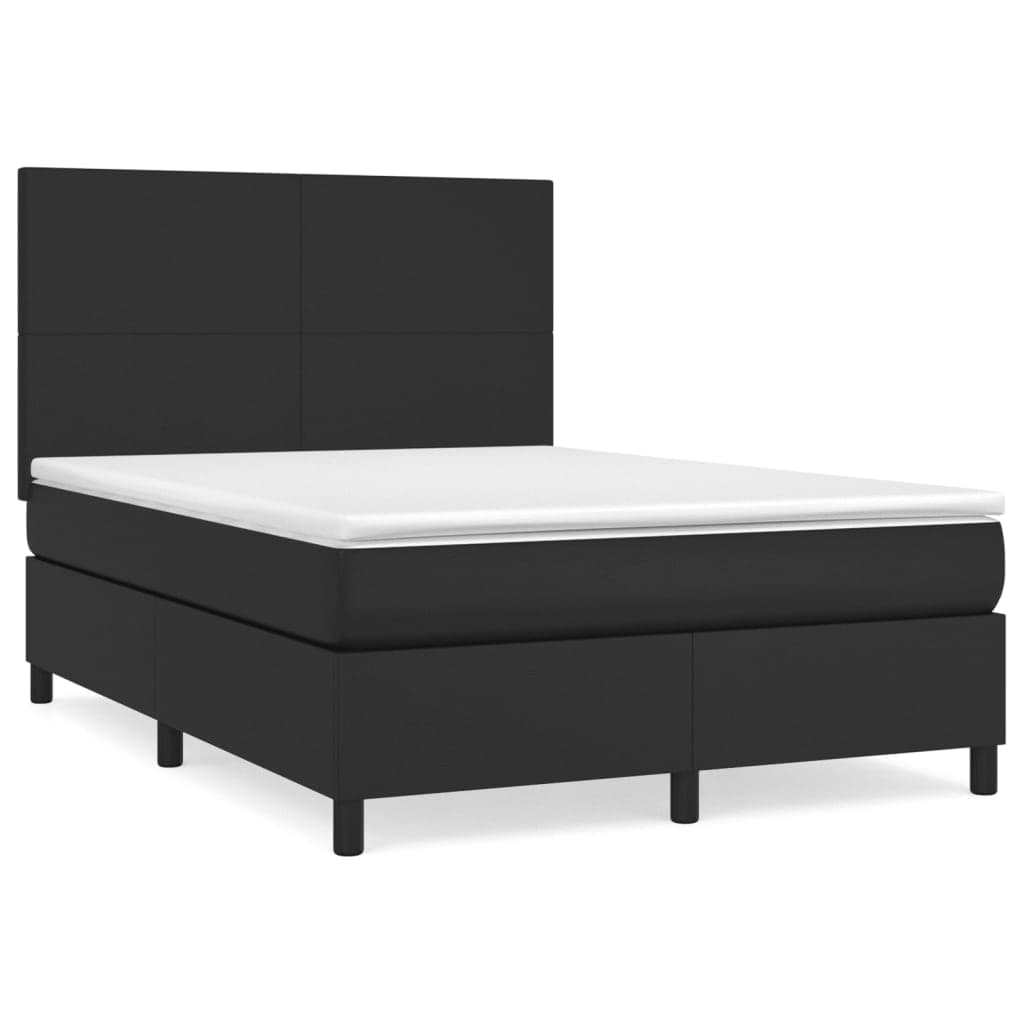vidaXL Cama com molas/colchão 140x200 cm couro artificial preto