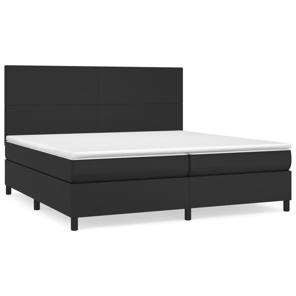 vidaXL Cama com molas/colchão 200x200 cm couro artificial preto