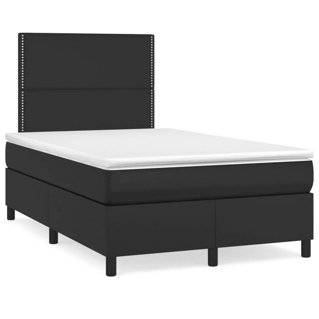 vidaXL Cama com Molas/colchão 120x200 cm Couro Artificial Preto - 347470476
