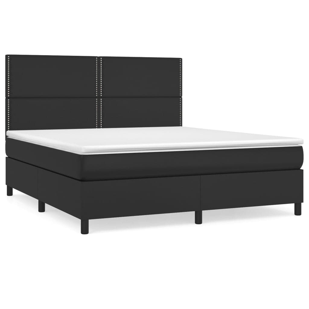 vidaXL Cama com molas/colchão 180x200 cm couro artificial preto