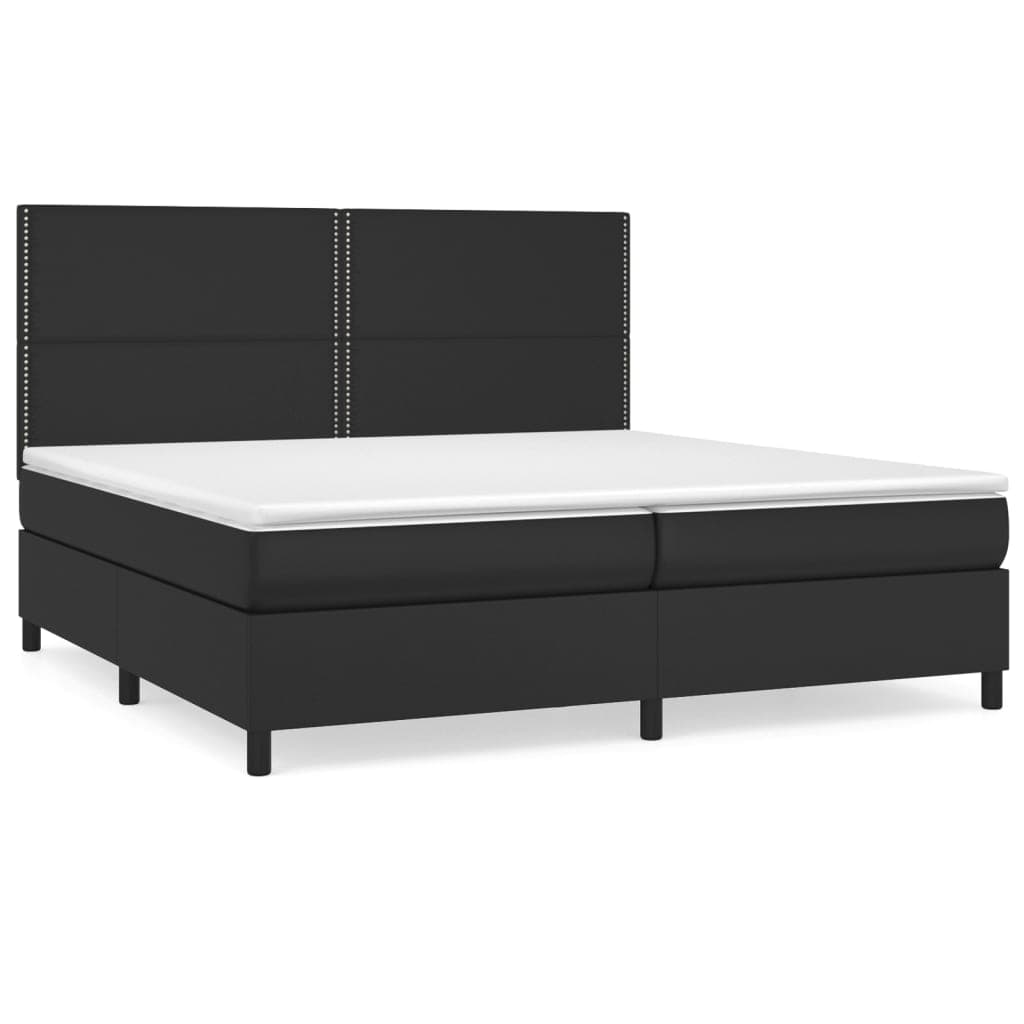 Cama com Molas/colchão 200x200 cm Couro Artificial Preto - 3142803