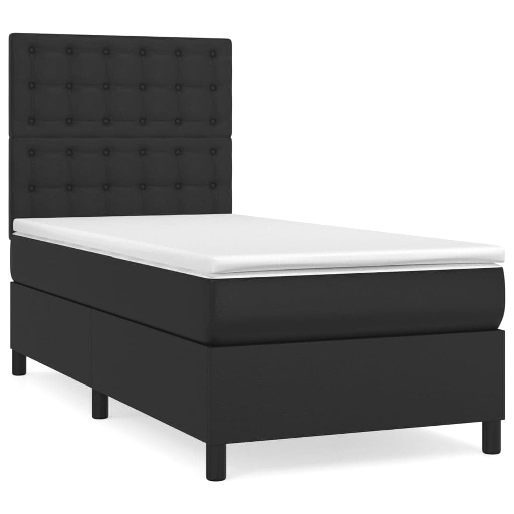 vidaXL Cama com Molas/colchão 80x200 cm Couro Artificial Preto - 2961031784